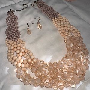 Beautiful pastel peachy nude lavender necklace
